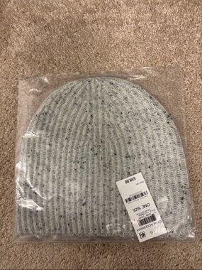 Heather Gray Cashmere Ribbed Knit Beanie